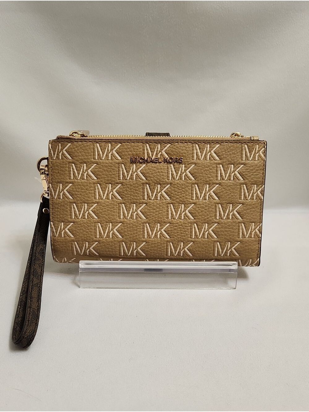 Michael Michael Kors Jet Set Tan MK Monogram Wristlet Clutch